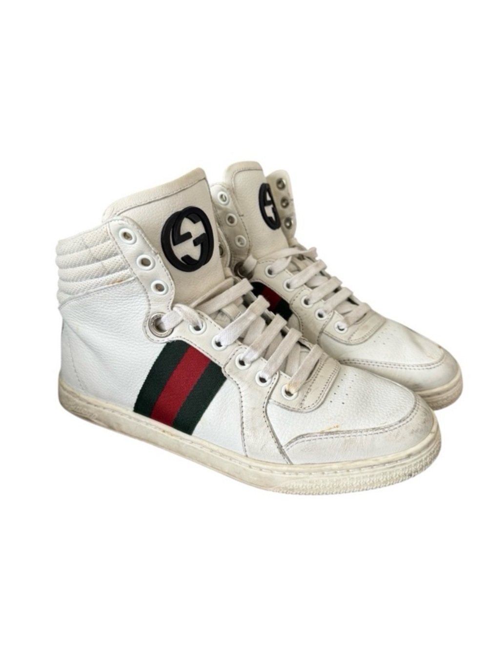 GUCCI Coda Guccissima White Leather High-Top Sneakers Size 36 US6